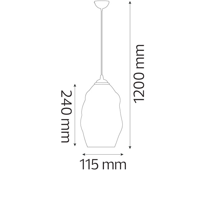 Suspension LED - Meteorum - Ovale - Verre de Cuivre - E27