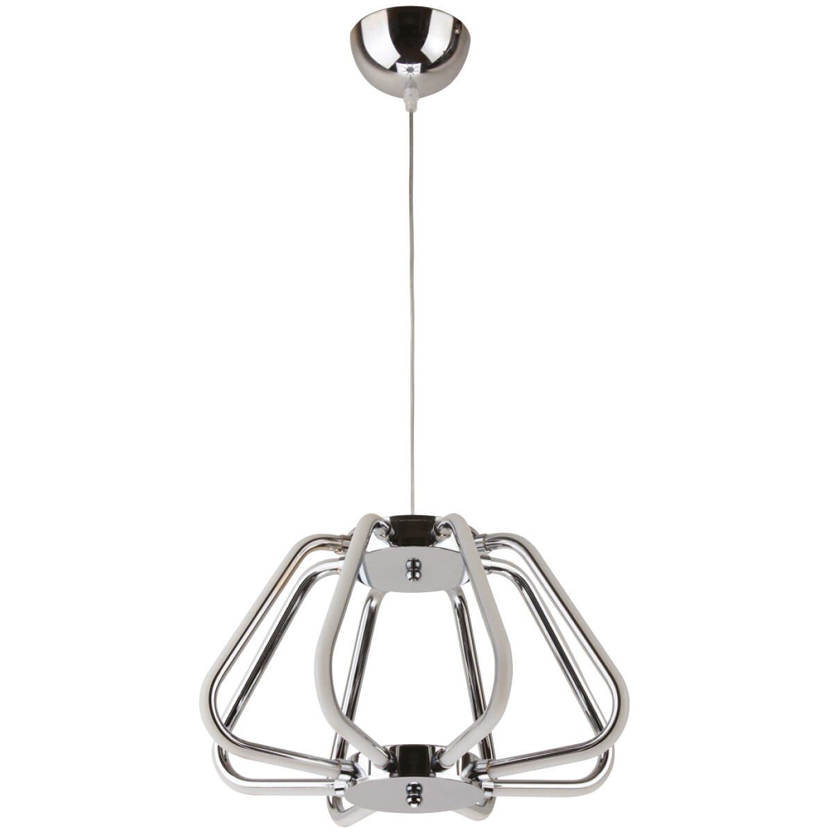 Suspension LED - Phoena - Industriel - 38W - Blanc Neutre 4000K - Ovale - Aluminium Chrome Brillant