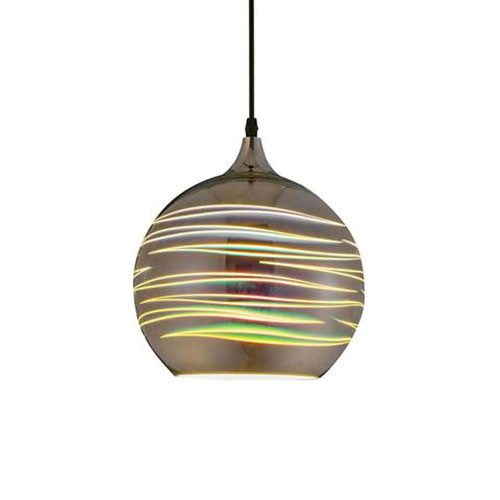 Suspension LED 3D - Structure - Rond - Verre Chrome - E27