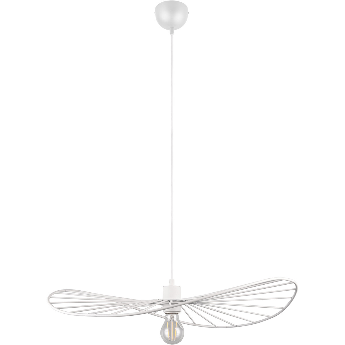 Lampe suspendue LED - Trion Aupe - Douille E27 - 1-lumière - Rond - Mat Blanc - Métal