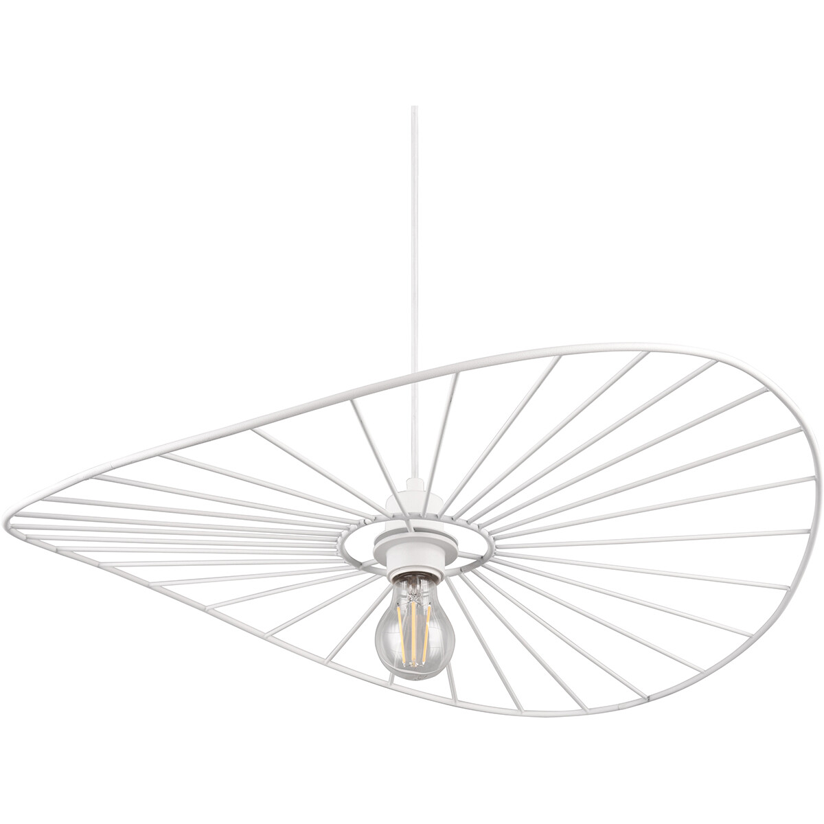 Lampe suspendue LED - Trion Aupe - Douille E27 - 1-lumière - Rond - Mat Blanc - Métal