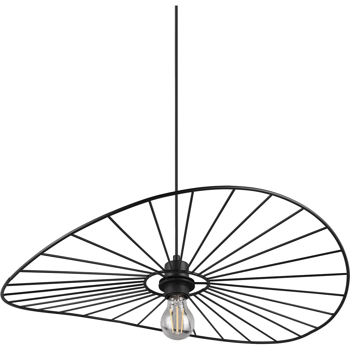 Lampe suspendue LED - Trion Aupe - Douille E27 - 1-lumière - Rond - Mat Noir - Métal