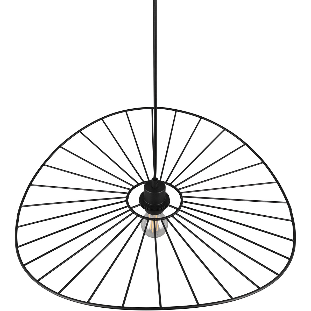 Lampe suspendue LED - Trion Aupe - Douille E27 - 1-lumière - Rond - Mat Noir - Métal