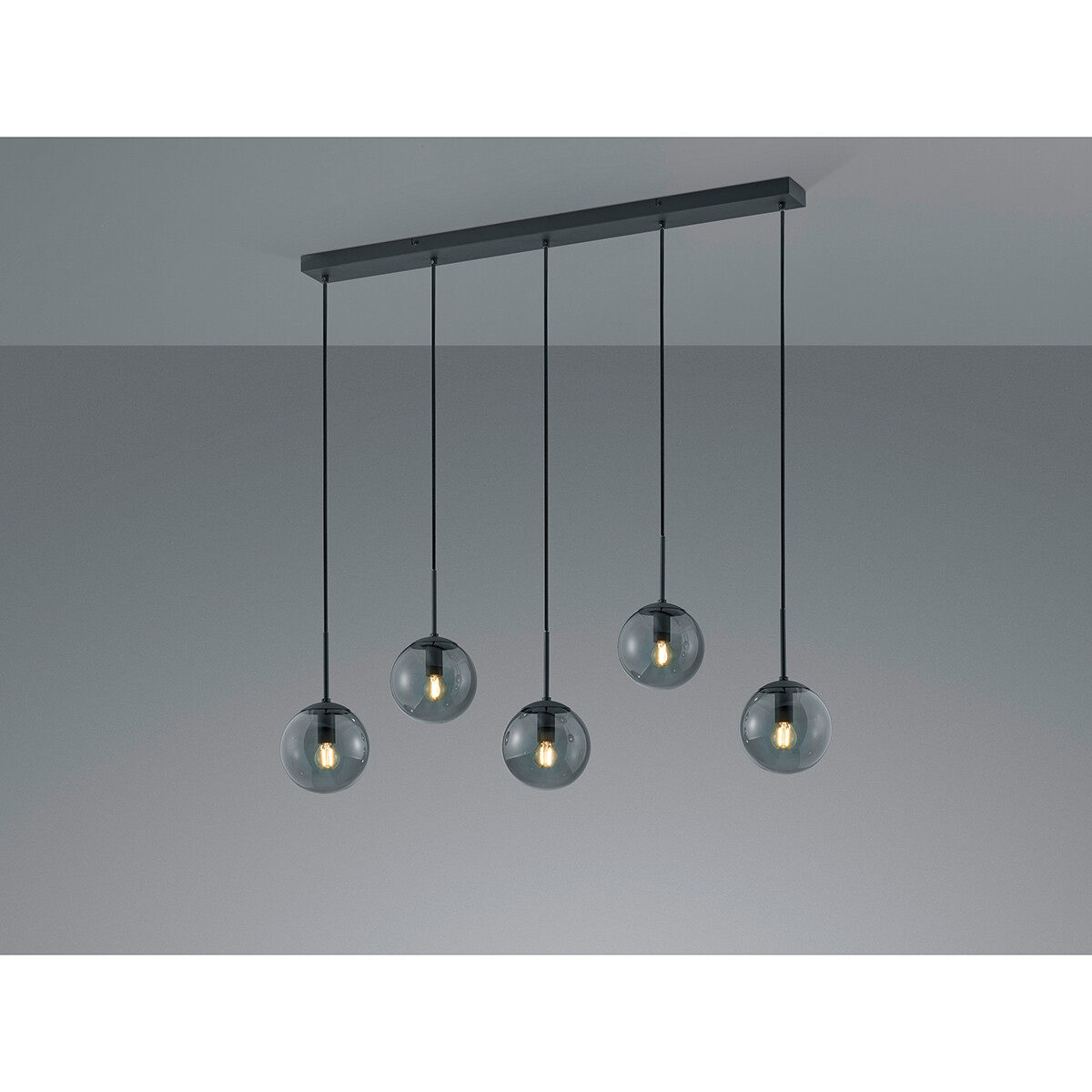 Suspension LED - Trion Balina - Douille E14 - 5-lumières - Rectangle - Mat Anthracite - Aluminium