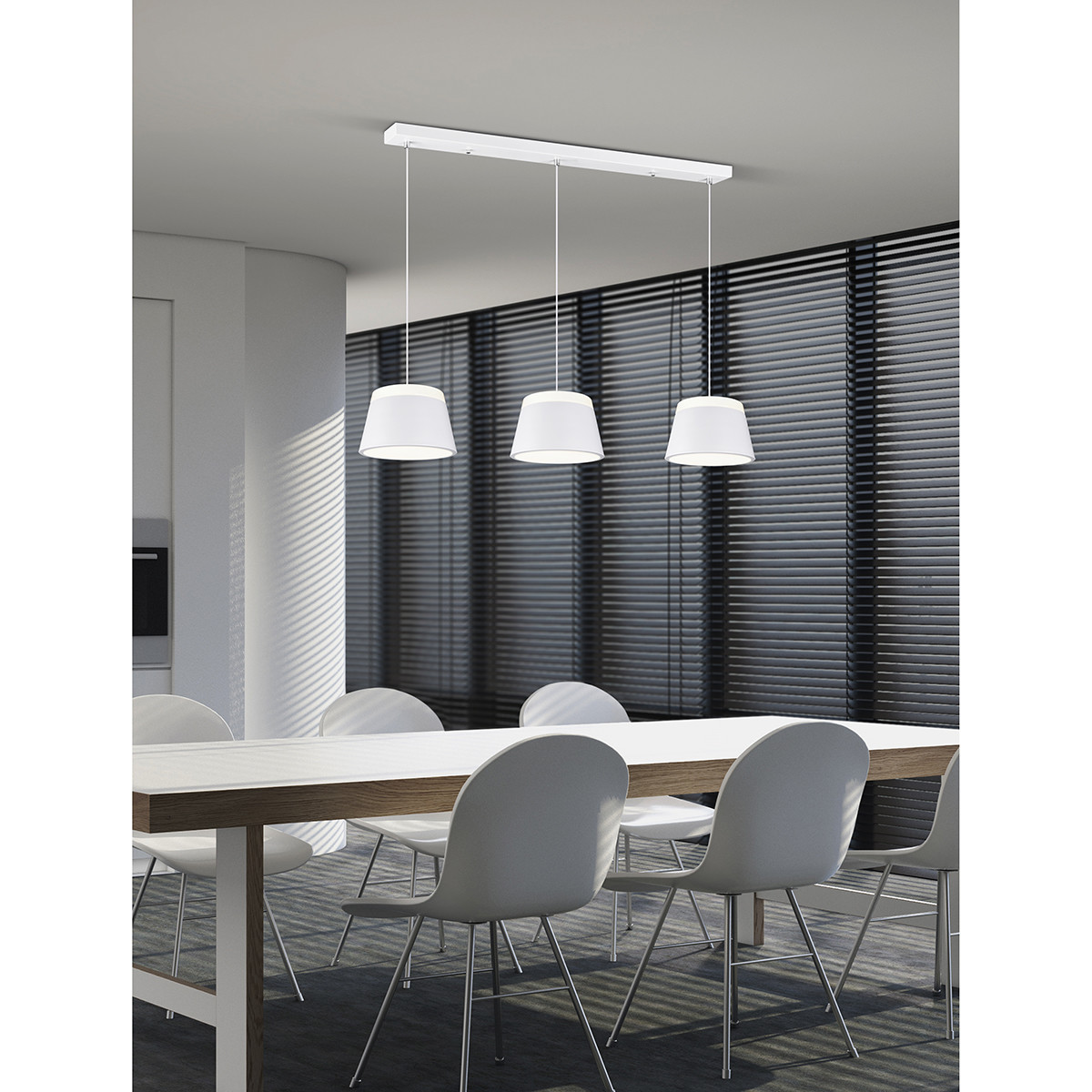 Suspension LED - Trion Barnaness - Douille E14 - 6-lumières - Rond - Mat Blanc - Aluminium