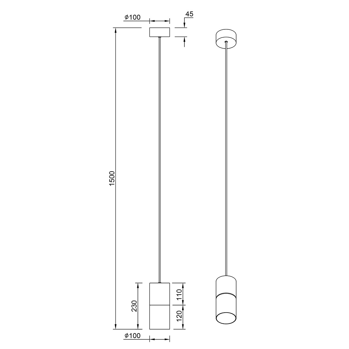 Suspension LED - Trion Borin - Douille E27 - Rond - Mat Noir - Aluminium