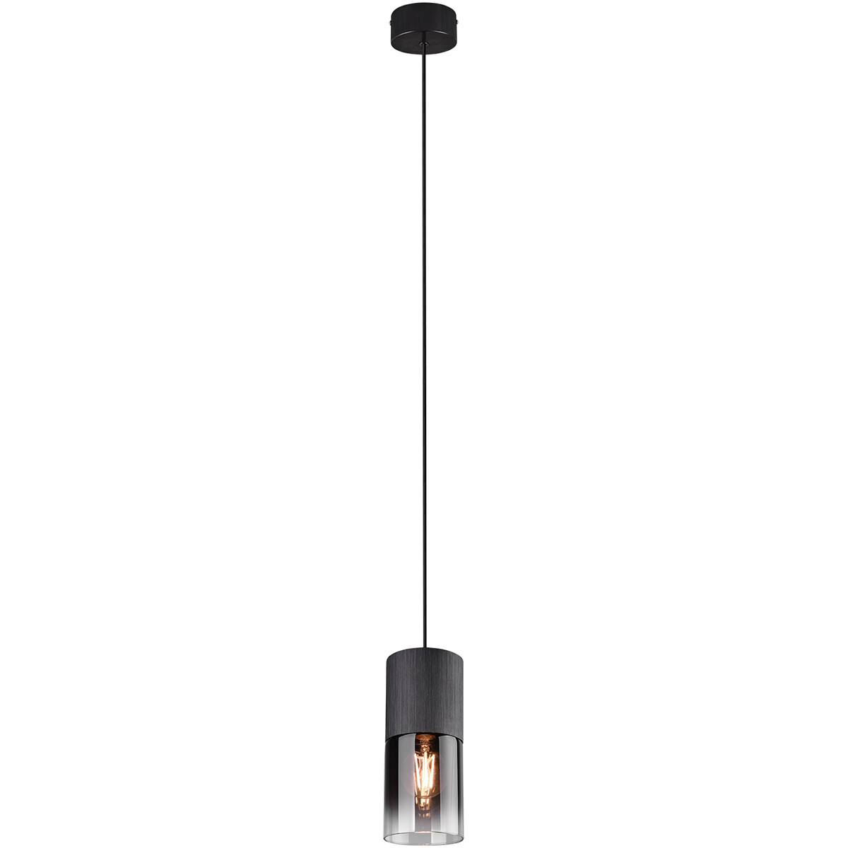 Suspension LED - Trion Borin - Douille E27 - Rond - Mat Noir - Aluminium