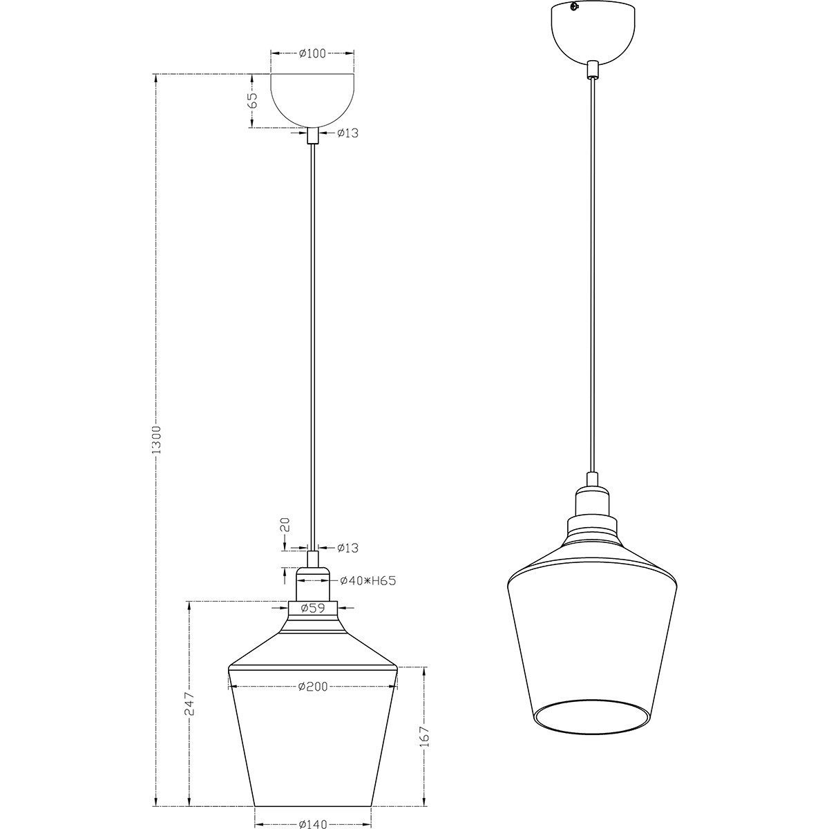 Suspension LED - Trion Colia - Douille E27 - Rond - Verre Fumé Chrome Brillant - Aluminium