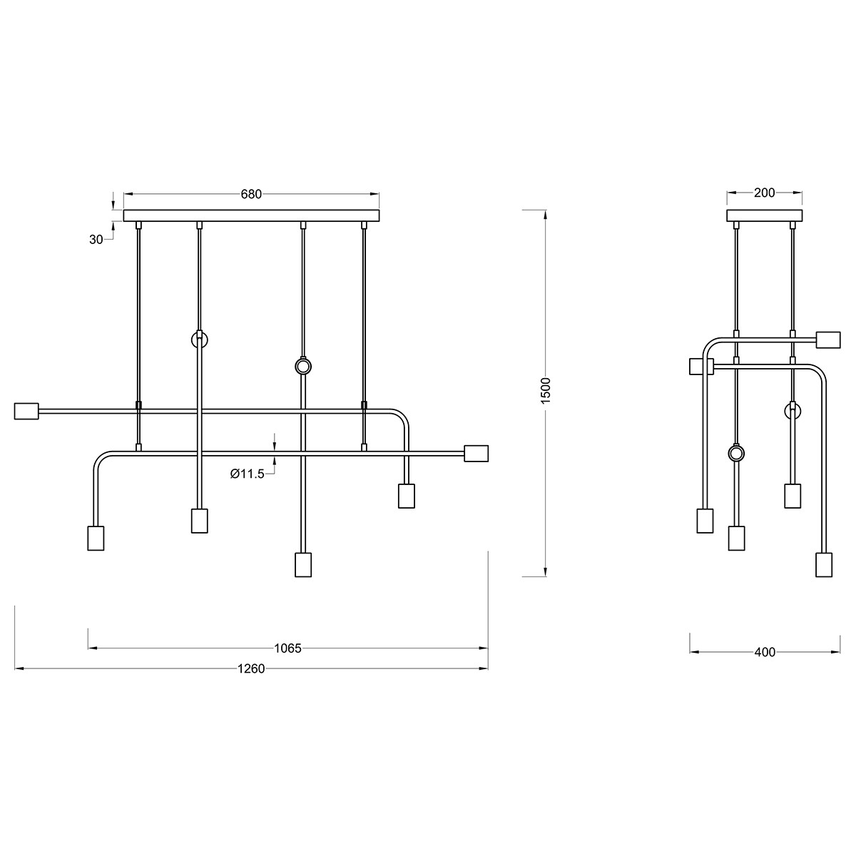 Suspension LED - Trion Conar - Douille E27 - Rectangle - Mat Noir - Aluminium