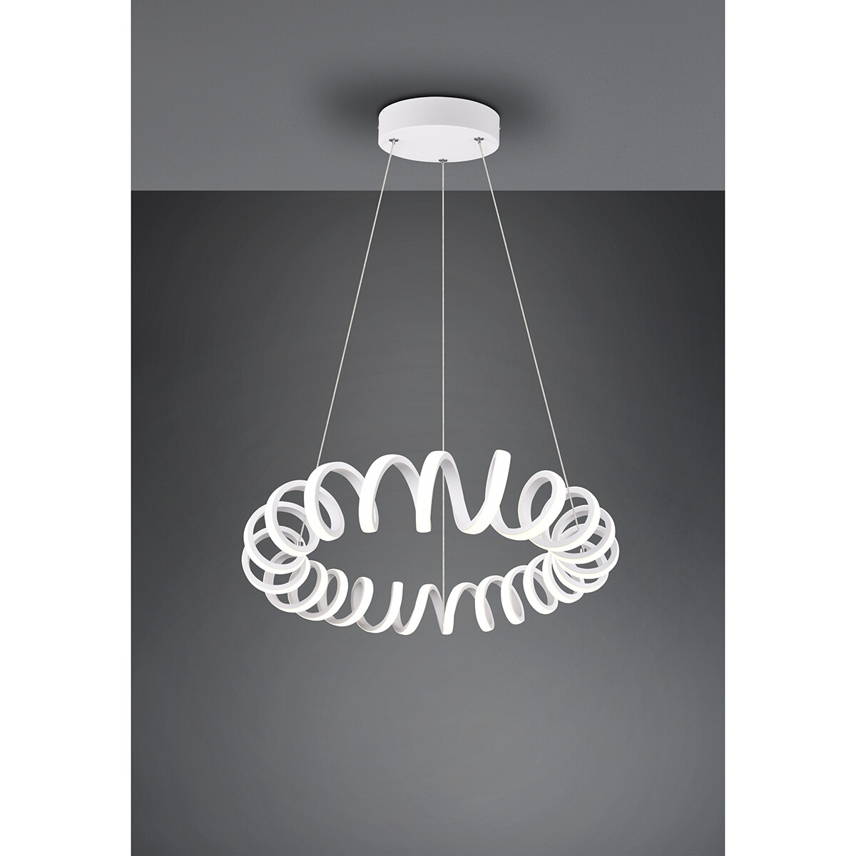 Suspension LED - Trion Coral - 33W - Blanc Neutre 4000K - Dimmable - Rond - Mat Blanc - Aluminium