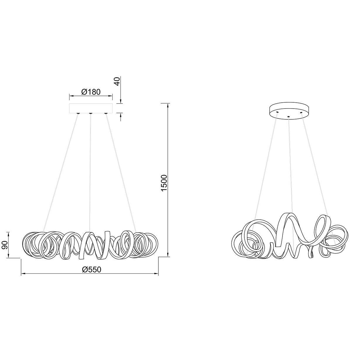 Suspension LED - Trion Coral - 33W - Blanc Neutre 4000K - Dimmable - Rond - Mat Blanc - Aluminium