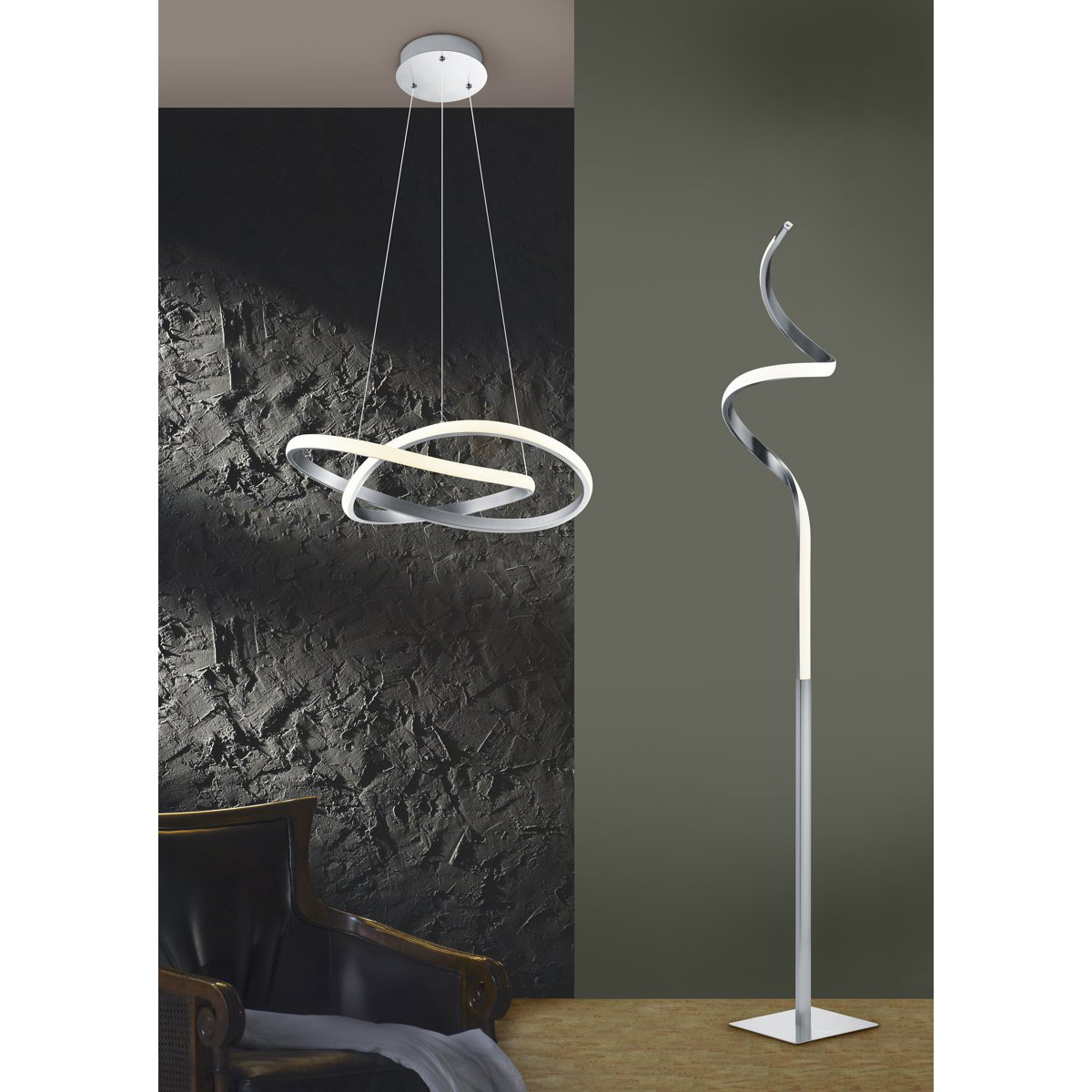 Suspension LED - Luminaire Suspendu - Trion Corcy - 27.5W - Blanc Chaud 3000K - Dimmable - Rond - Mat Nickel - Aluminium