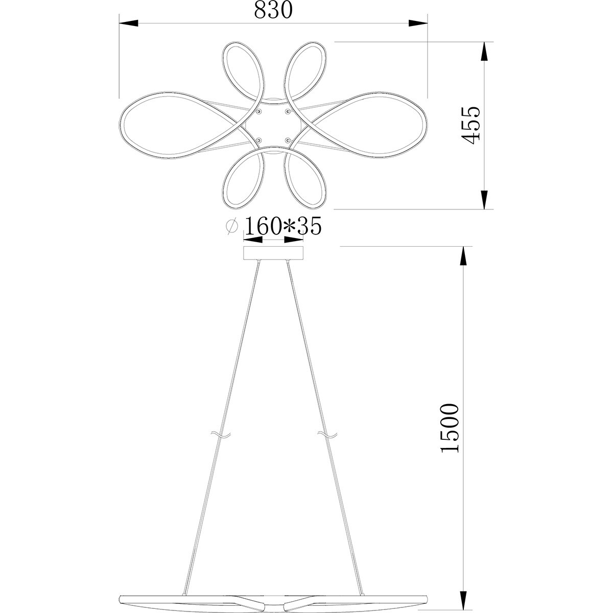 LED Suspension - Trion Crowl - 32W - Blanc Naturel 4000K - Gradable - Rond - Noir Mat - Métal