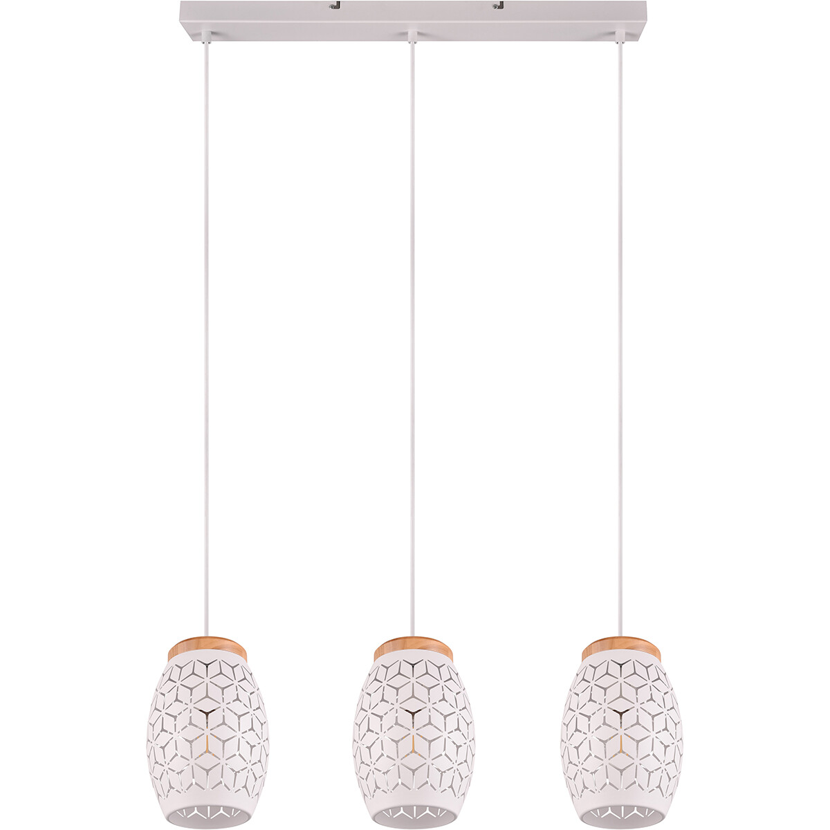 Suspension LED - Trion Dabi - Douille E27 - 3 lumières - Blanc Mat - Métal