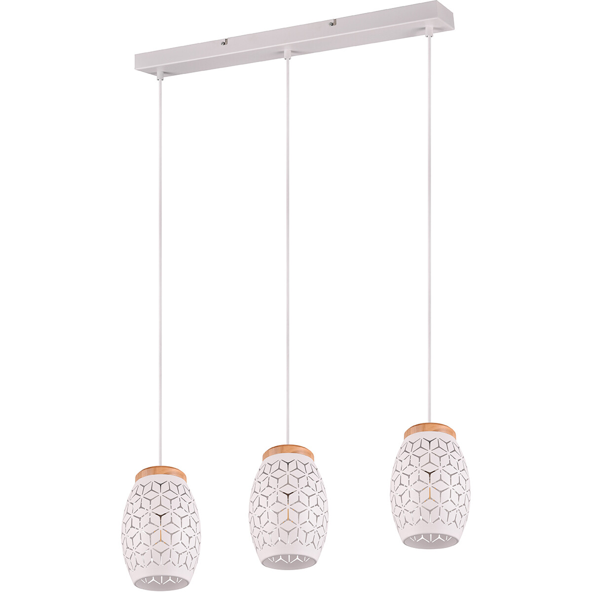 Suspension LED - Trion Dabi - Douille E27 - 3 lumières - Blanc Mat - Métal