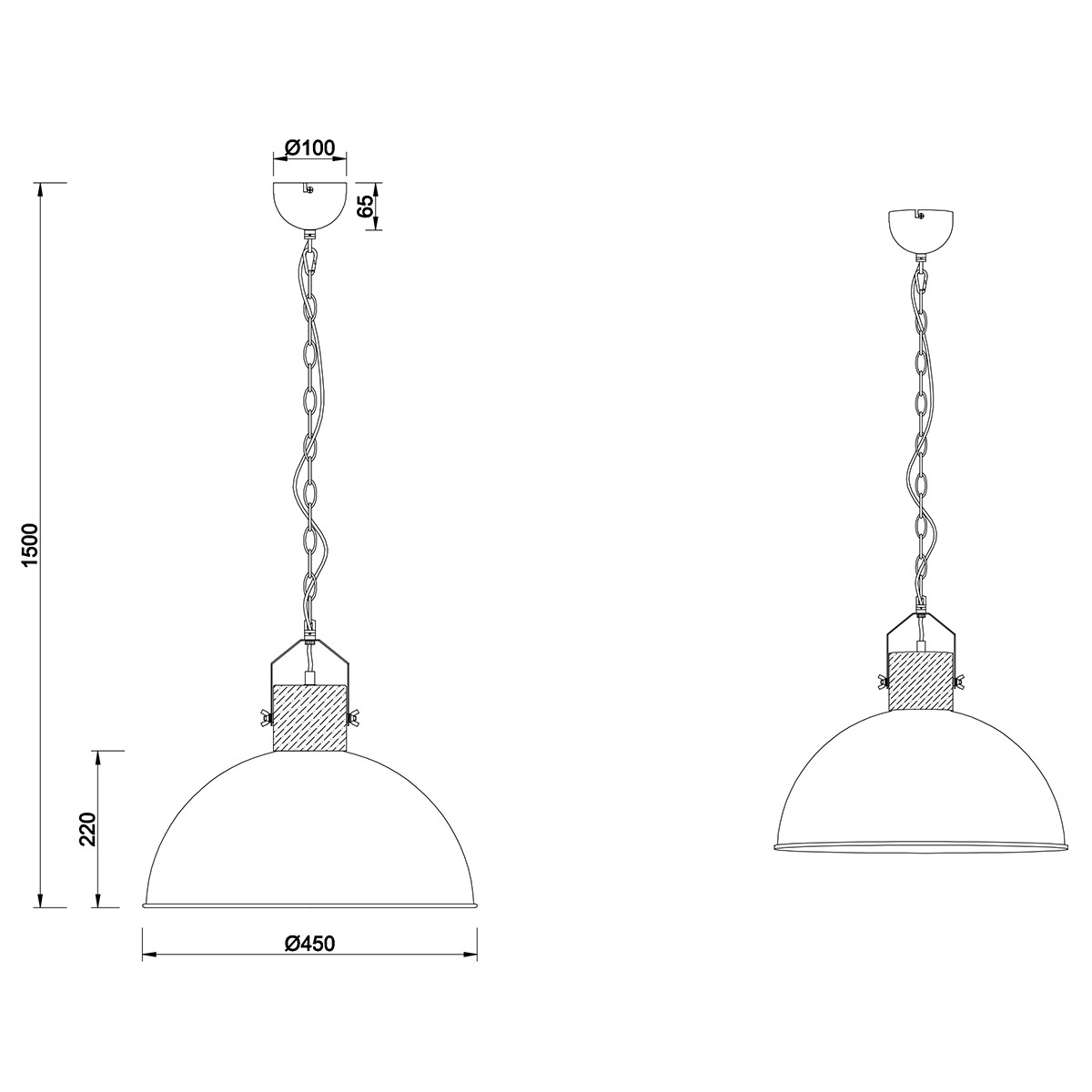 Suspension LED - Trion Delvira - Douille E27 - 1-lumière - Rond - Nickel Antique - Aluminium