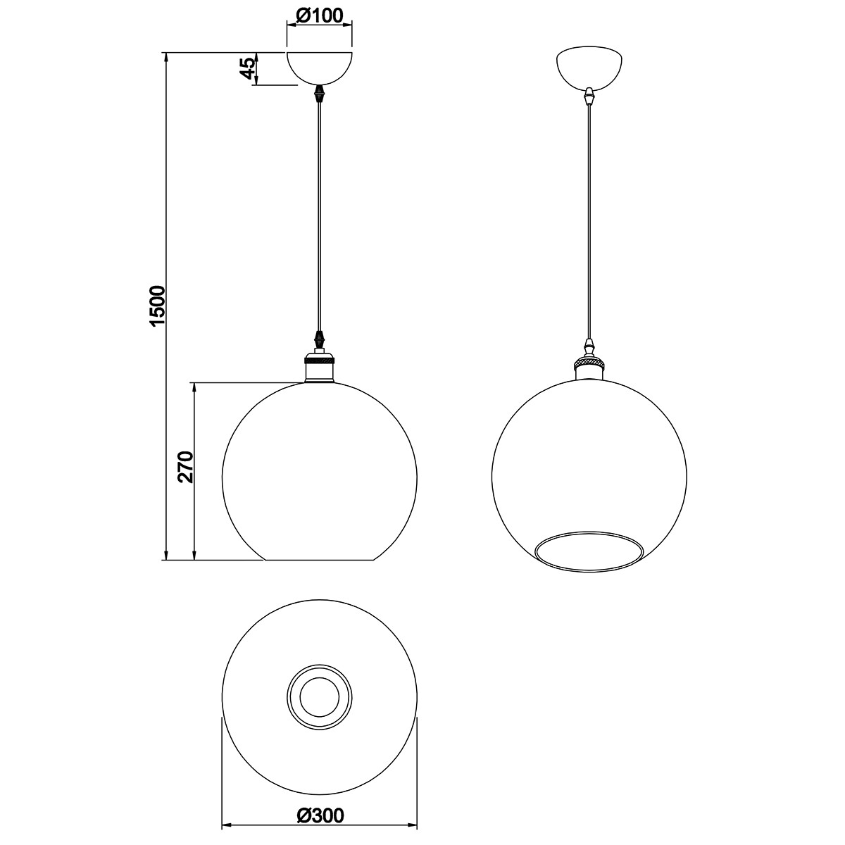 Suspension LED - Trion Dini - Douille E27 - Rond - Mat Or - Aluminium