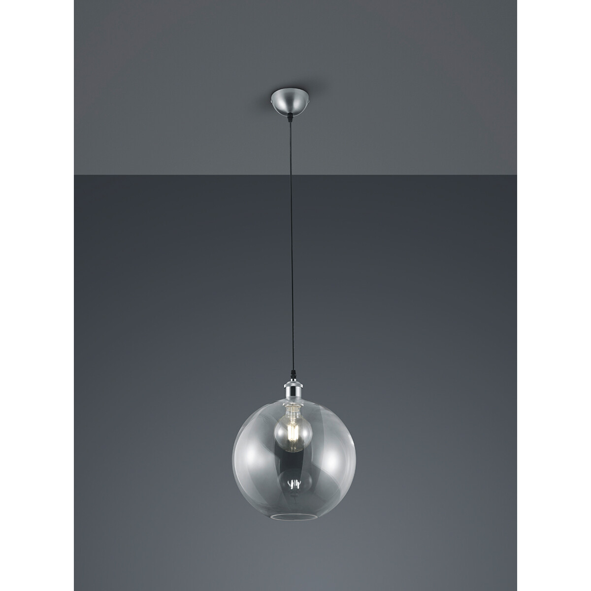 Suspension LED - Trion Dini - Douille E27 - Rond - Mat Nickel - Aluminium