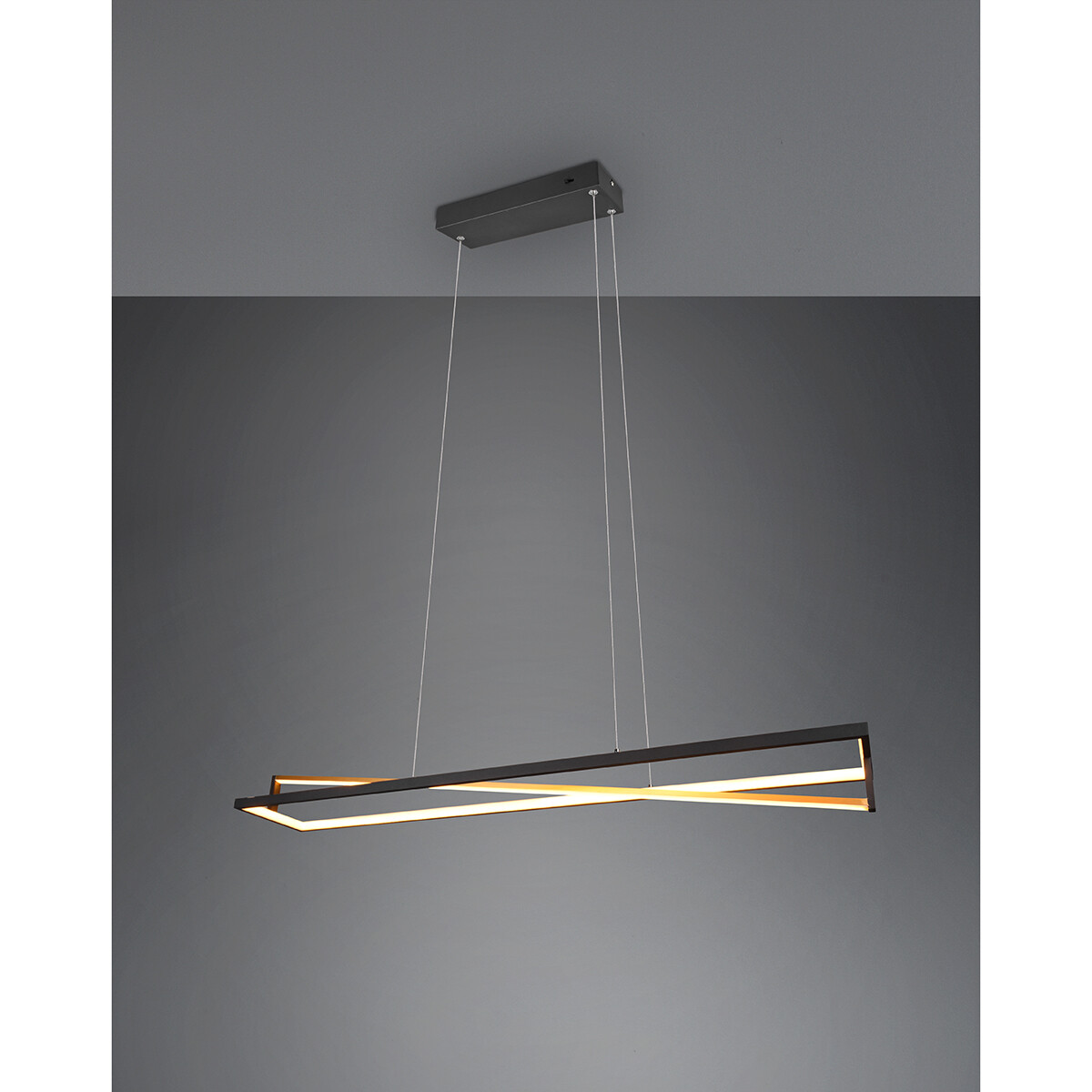 Suspension LED - Trion Ediyon - 35W - Couleur de lumière ajustable - Dimmable - Rectangle - Mat Noir - Aluminium