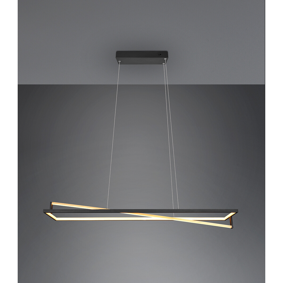 Suspension LED - Trion Ediyon - 35W - Couleur de lumière ajustable - Dimmable - Rectangle - Mat Noir - Aluminium