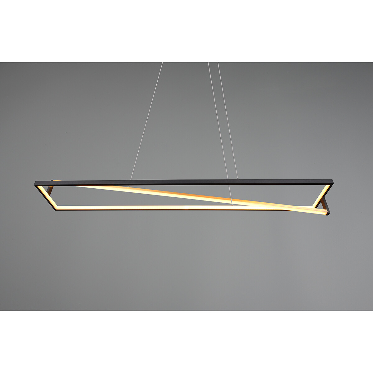 Suspension LED - Trion Ediyon - 35W - Couleur de lumière ajustable - Dimmable - Rectangle - Mat Noir - Aluminium