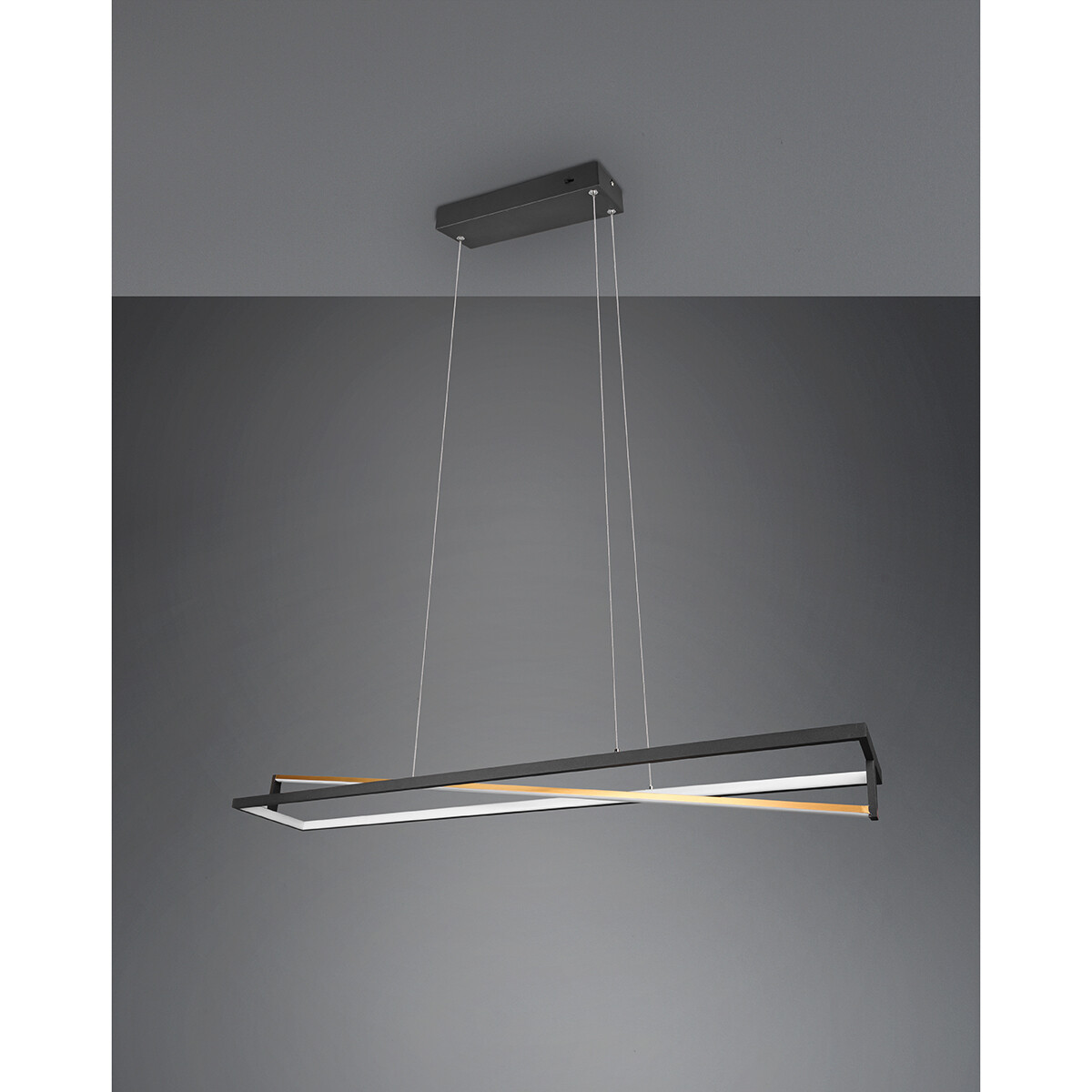 Suspension LED - Trion Ediyon - 35W - Couleur de lumière ajustable - Dimmable - Rectangle - Mat Noir - Aluminium