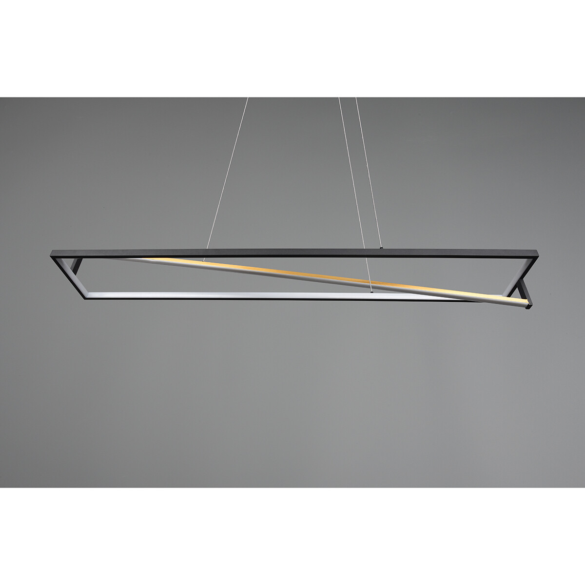 Suspension LED - Trion Ediyon - 35W - Couleur de lumière ajustable - Dimmable - Rectangle - Mat Noir - Aluminium