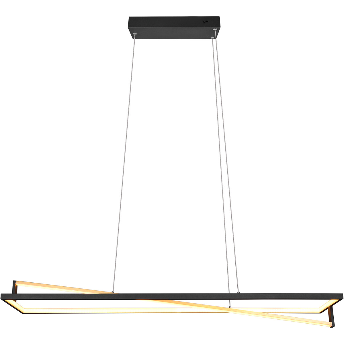 Suspension LED - Trion Ediyon - 35W - Couleur de lumière ajustable - Dimmable - Rectangle - Mat Noir - Aluminium