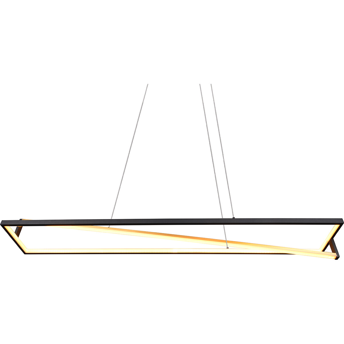 Suspension LED - Trion Ediyon - 35W - Couleur de lumière ajustable - Dimmable - Rectangle - Mat Noir - Aluminium