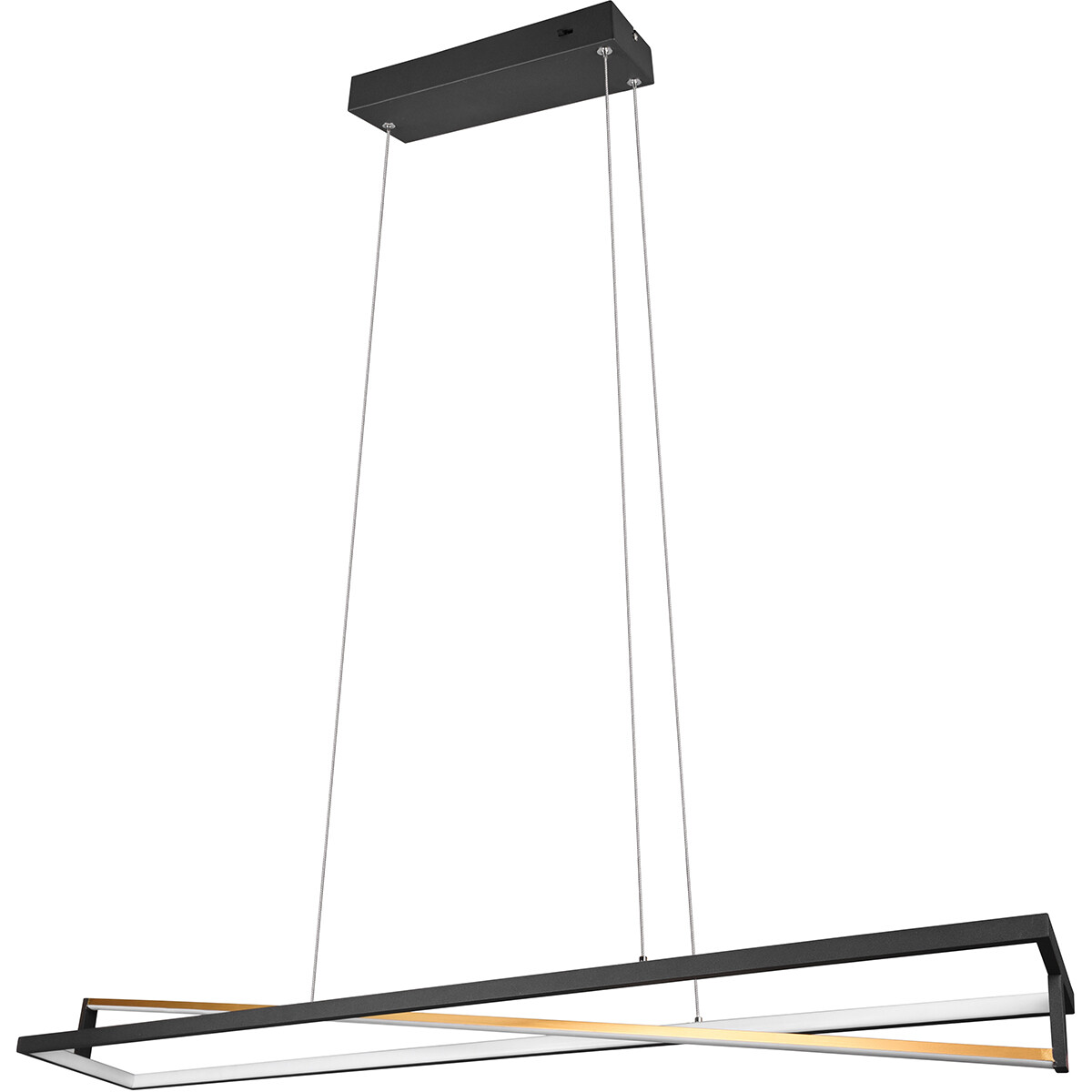 Suspension LED - Trion Ediyon - 35W - Couleur de lumière ajustable - Dimmable - Rectangle - Mat Noir - Aluminium