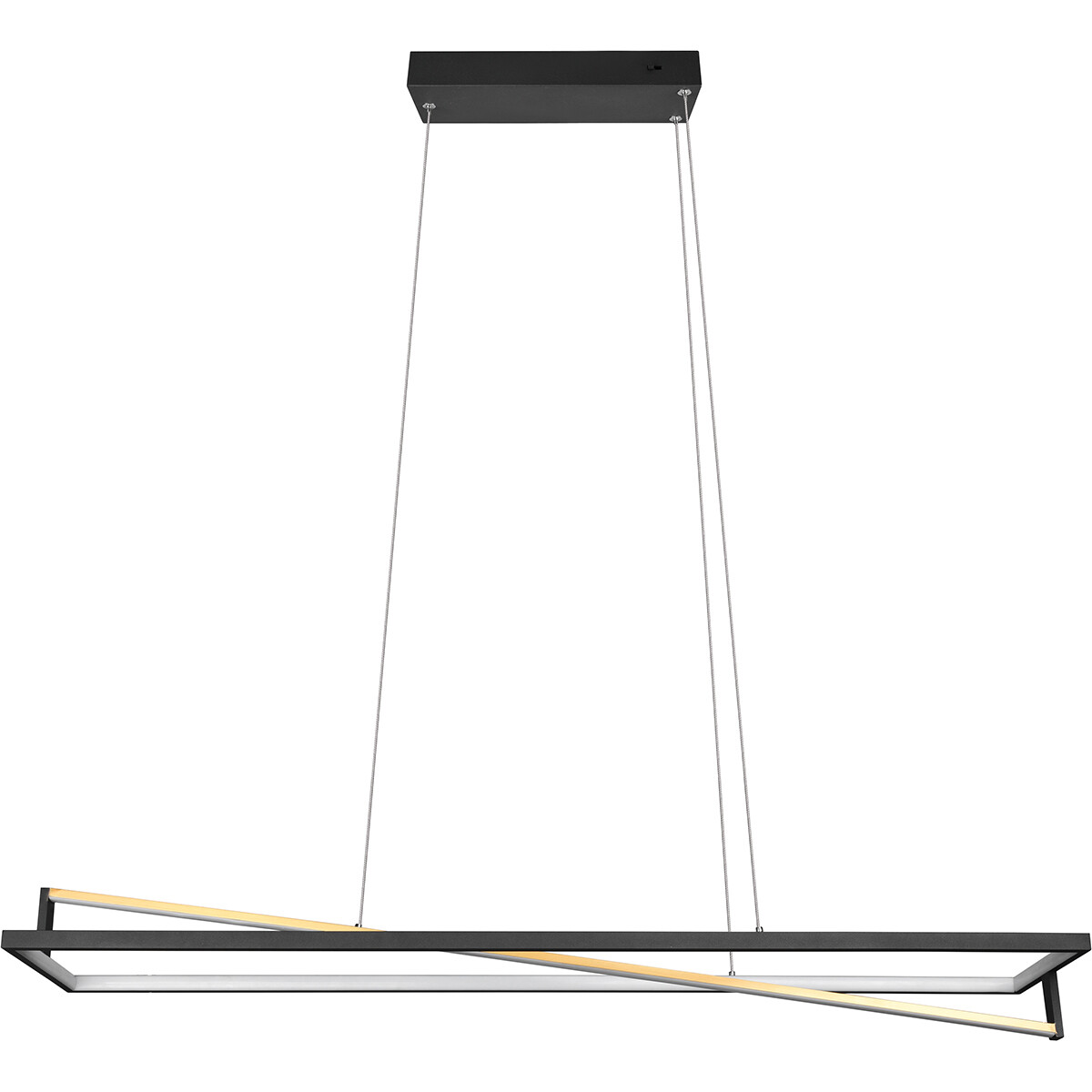 Suspension LED - Trion Ediyon - 35W - Couleur de lumière ajustable - Dimmable - Rectangle - Mat Noir - Aluminium