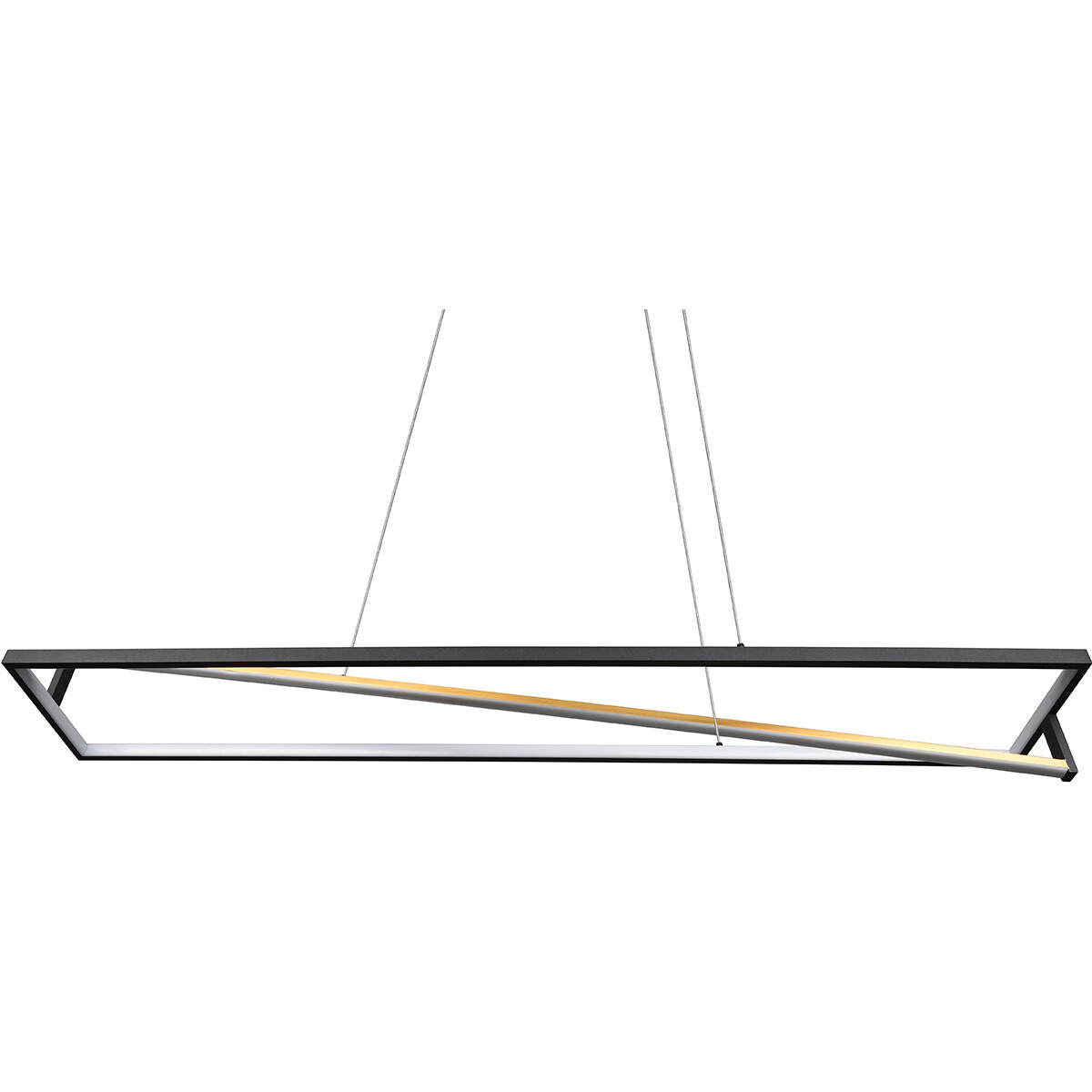 Suspension LED - Trion Ediyon - 35W - Couleur de lumière ajustable - Dimmable - Rectangle - Mat Noir - Aluminium