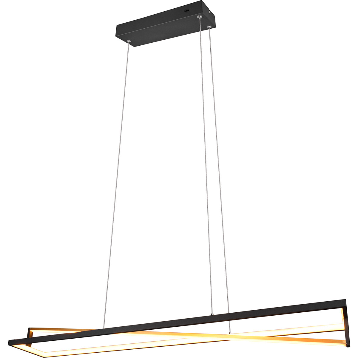 Suspension LED - Trion Ediyon - 35W - Couleur de lumière ajustable - Dimmable - Rectangle - Mat Noir - Aluminium