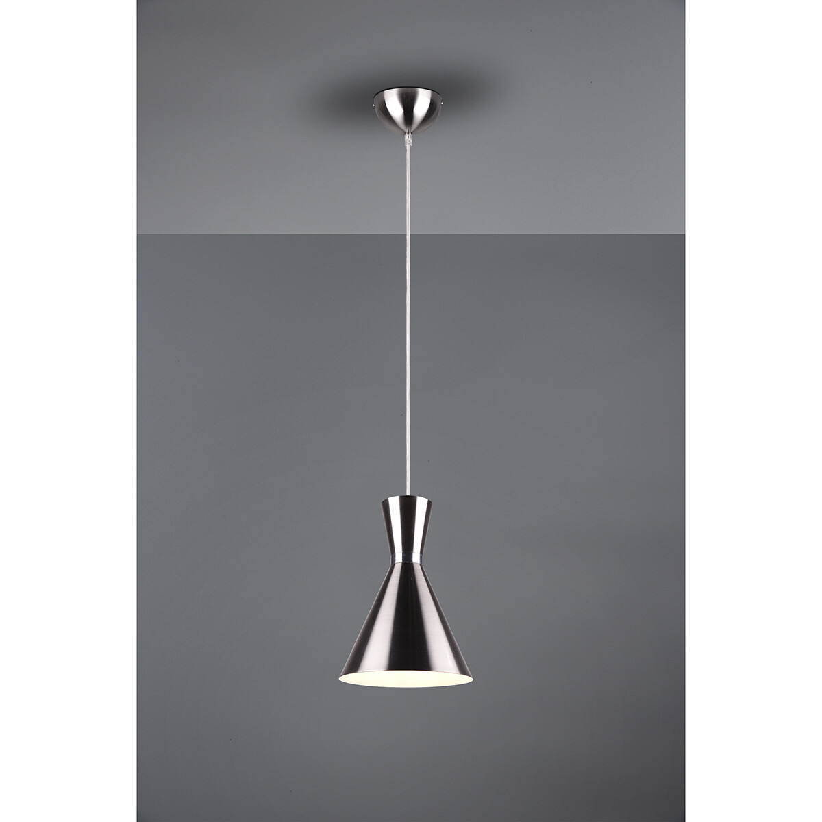 Suspension LED - Trion Ewomi - Douille E27 - 1-lumière - Rond - Mat Nickel - Aluminium - Ø20cm