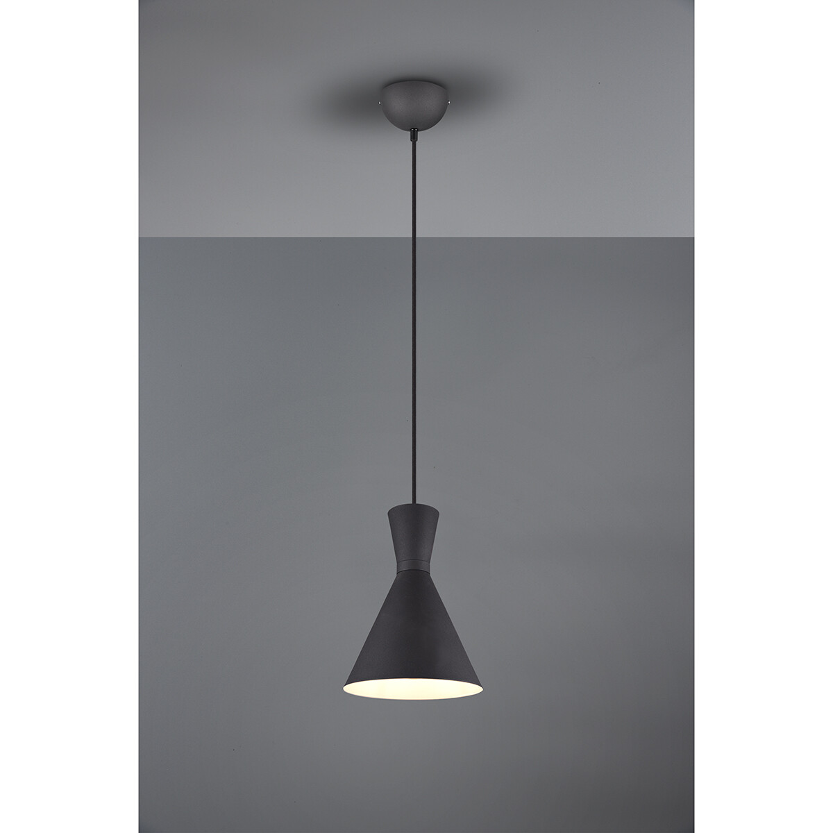 Suspension LED - Trion Ewomi - Douille E27 - 1-lumière - Rond - Mat Noir - Aluminium - Ø20cm