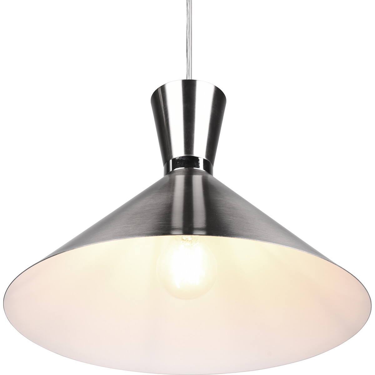 Suspension LED - Trion Ewomi - Douille E27 - 1-lumière - Rond - Mat Nickel - Aluminium - Ø35cm