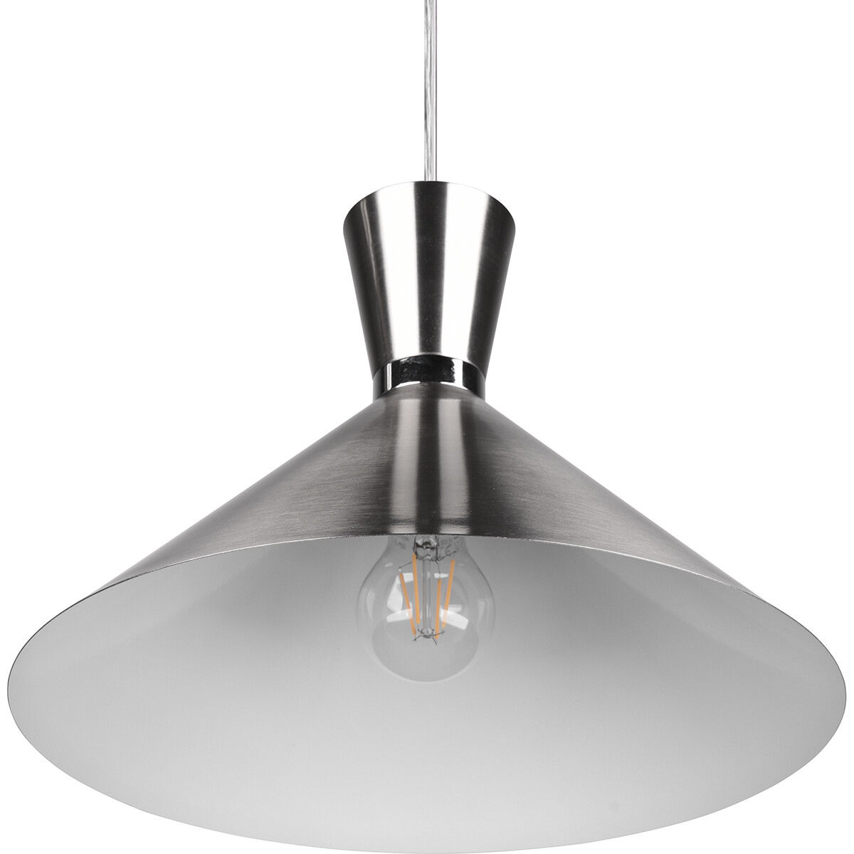 Suspension LED - Trion Ewomi - Douille E27 - 1-lumière - Rond - Mat Nickel - Aluminium - Ø35cm