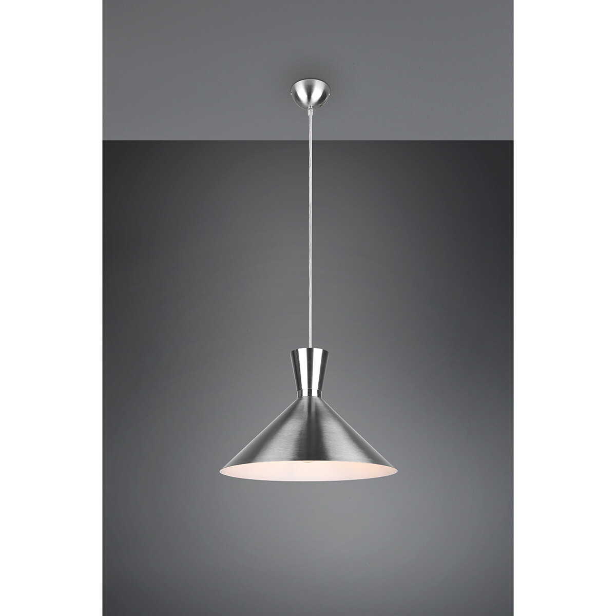 Suspension LED - Trion Ewomi - Douille E27 - 1-lumière - Rond - Mat Nickel - Aluminium - Ø35cm