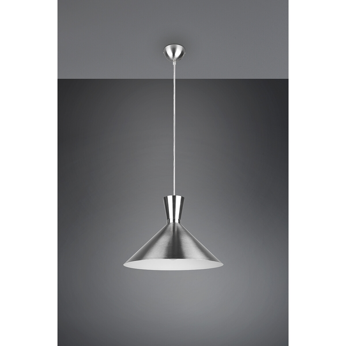 Suspension LED - Trion Ewomi - Douille E27 - 1-lumière - Rond - Mat Nickel - Aluminium - Ø35cm