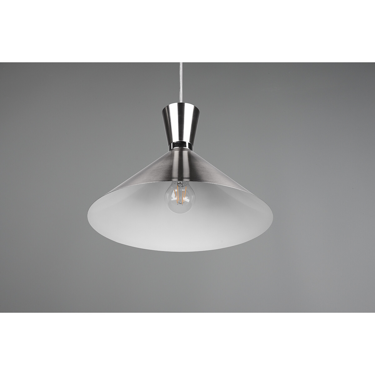 Suspension LED - Trion Ewomi - Douille E27 - 1-lumière - Rond - Mat Nickel - Aluminium - Ø35cm