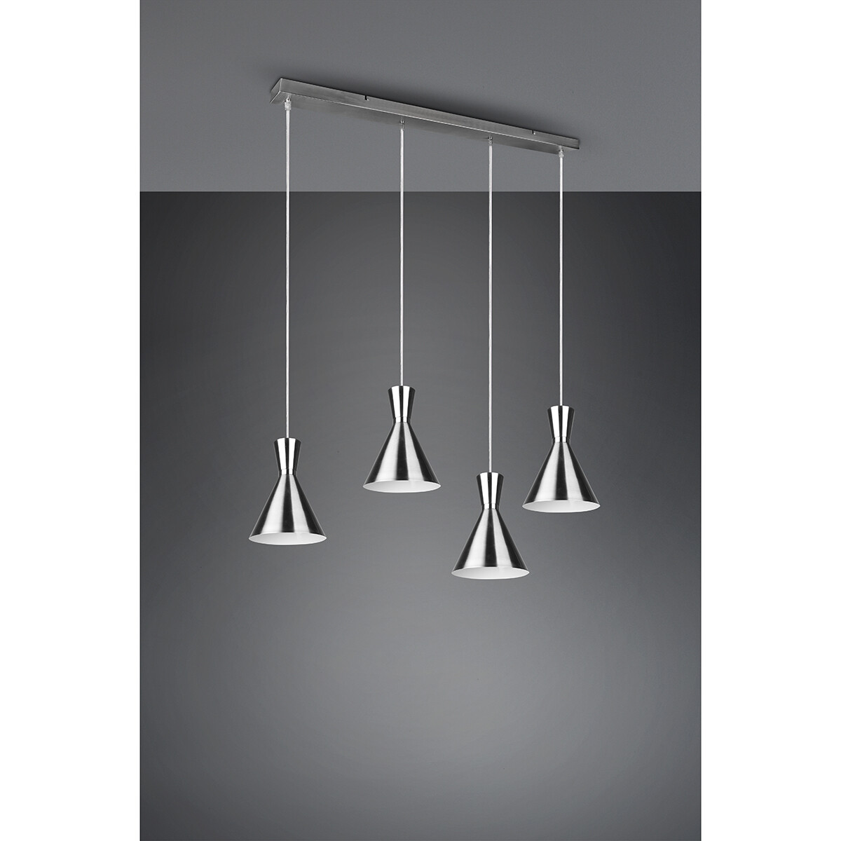 Suspension LED - Trion Ewomi - Douille E27 - 4-lumières - Rectangle - Mat Nickel - Aluminium