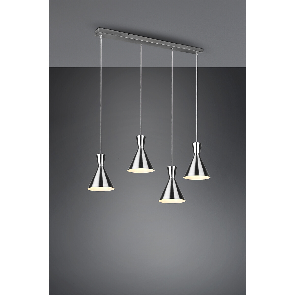 Suspension LED - Trion Ewomi - Douille E27 - 4-lumières - Rectangle - Mat Nickel - Aluminium