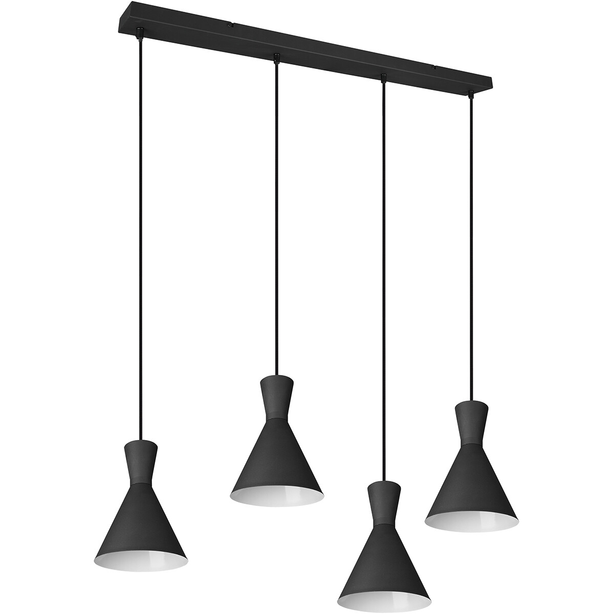 Suspension LED - Trion Ewomi - Douille E27 - 4-lumières - Rectangle - Mat Noir - Aluminium