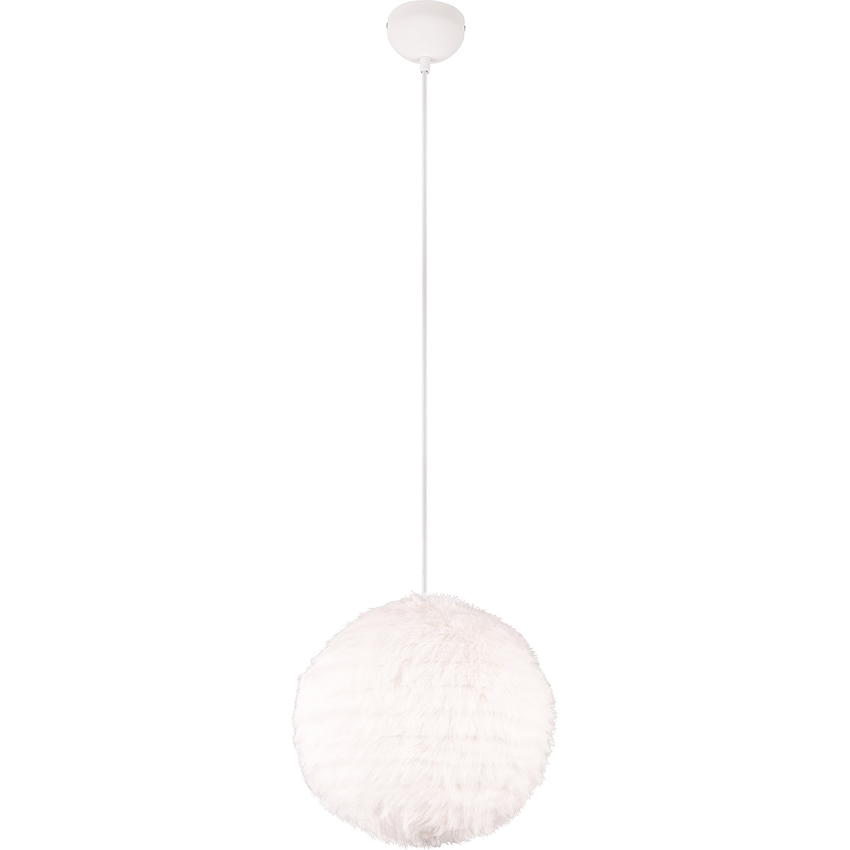 LED Suspension - Trion Fluffy - Douille E27 - 1-lumière - Rond - Taupe - Peluche Synthétique