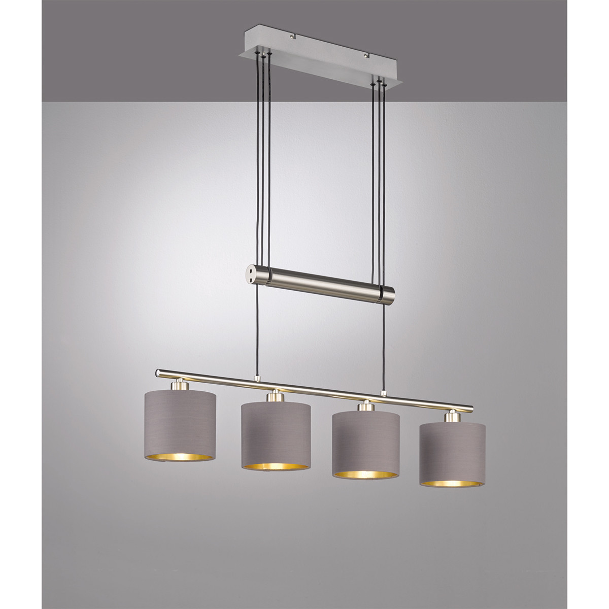 Suspension LED - Trion Gorino - Douille E14 - 4-lumières - Rectangle - Mat Brun - Aluminium