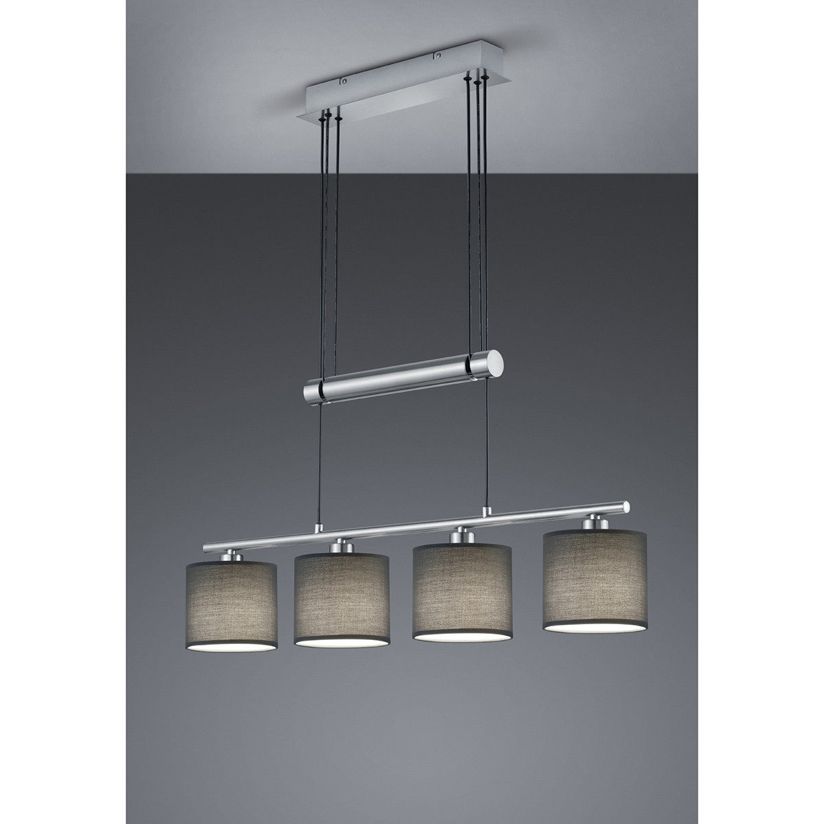 Suspension LED - Trion Gorino - Douille E14 - 4-lumières - Rectangle - Mat Gris - Aluminium