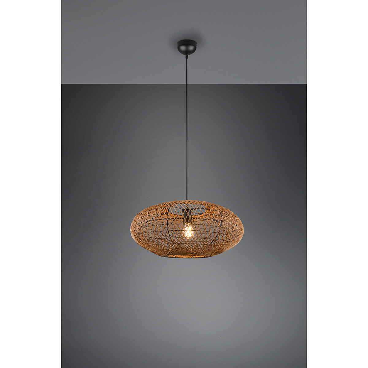 Suspension LED - Trion Hetra - Douille E27 - 1-lumière - Rond - Mat Noir - Aluminium