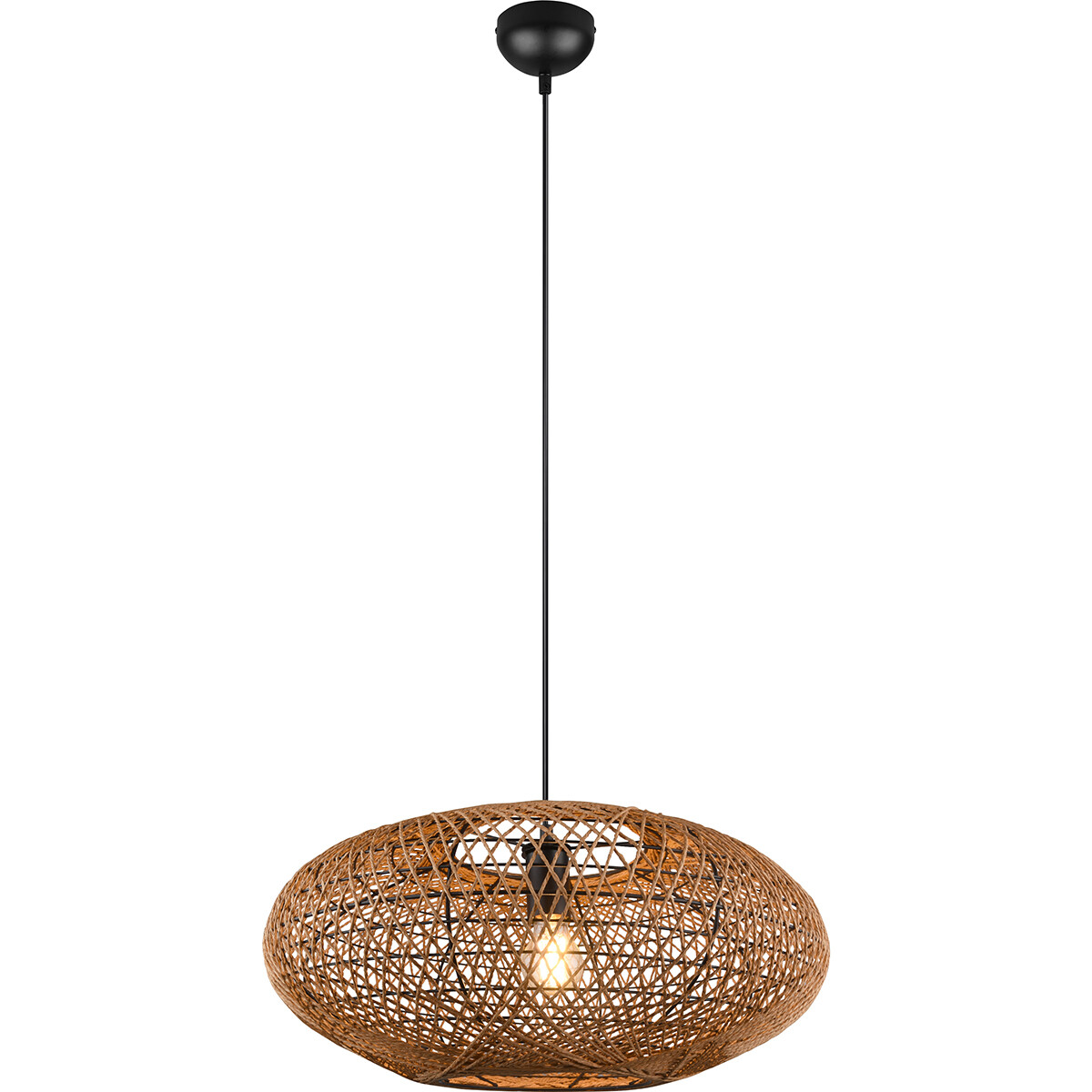 Suspension LED - Trion Hetra - Douille E27 - 1-lumière - Rond - Mat Noir - Aluminium