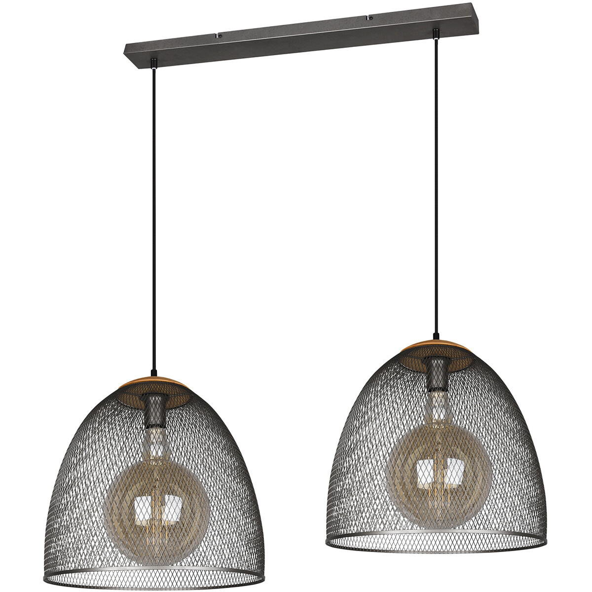 Suspension LED - Trion Ivan - Douille E27 - 2-lumières - Rond - Nickel Antique - Aluminium