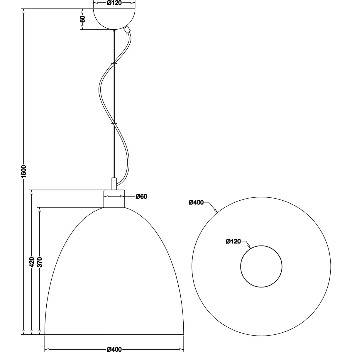 Suspension LED - Trion Jaguar - Douille E27 - Rond - Mat Blanc - Aluminium - Jusqu'à 60W